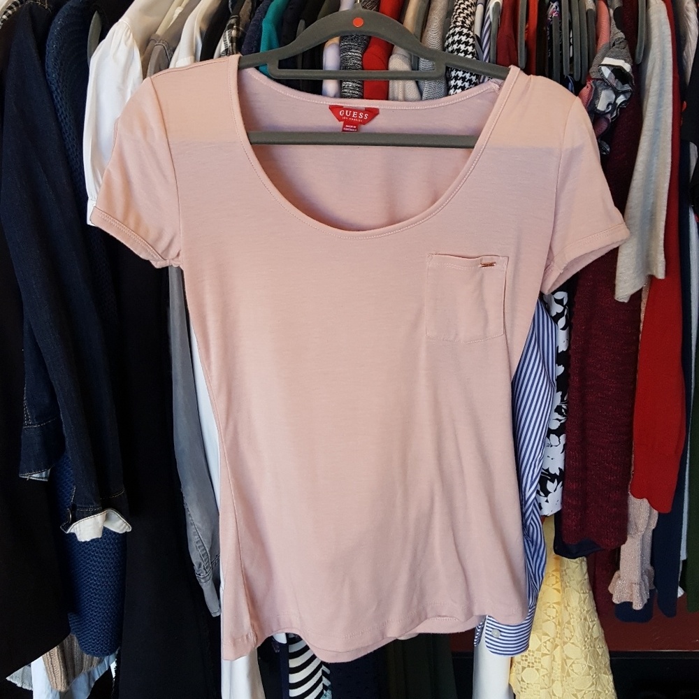 Guess Nico Cutout Tee | Size Small | Light Pink